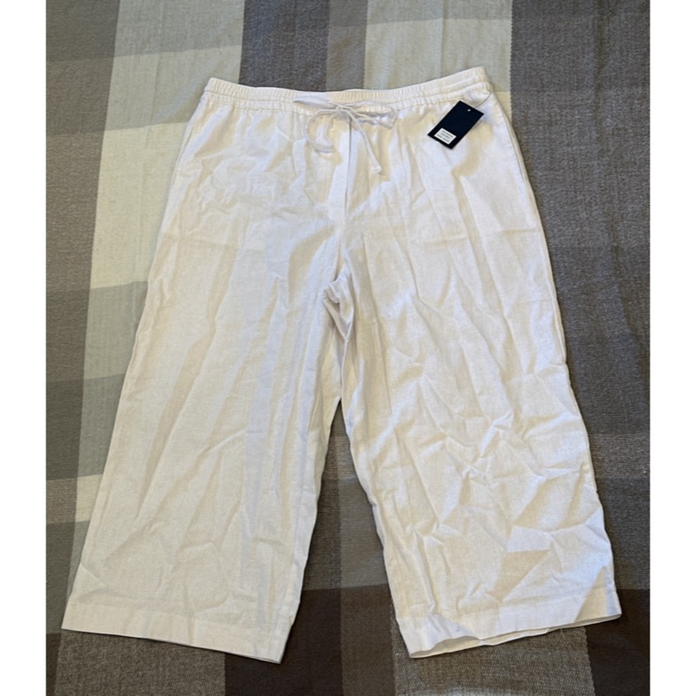 NWT DKNY linen blend wide leg pull on pants women’s sz XL